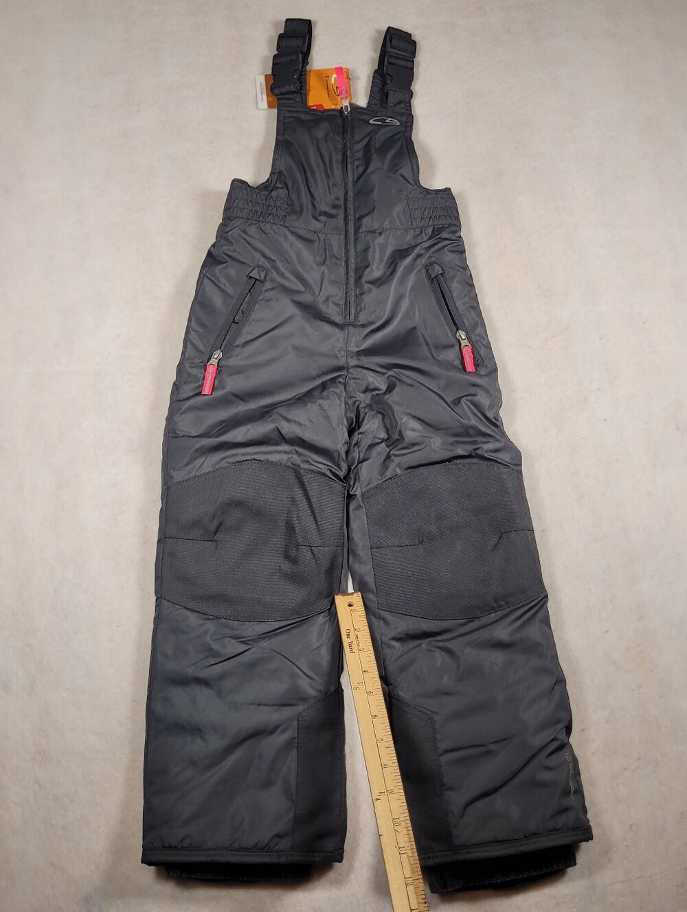 Girls Champion Snow Bib Overalls XS 4-5 Black w/Pink Accent Waterproof